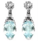 Ohrstecker mit imit. oval Aquamarin + Markasite