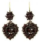 Bohemian garnet heart earrings w/14ctgold wire
