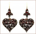 Bohemian garnet heart earrings w/14ct wire