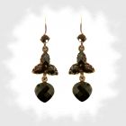 Victorian garnet heart earrings w/14ctgold wire