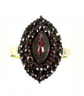 Bohemian garnet marquise ring with 14ct gold shank