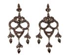 Impressive Bohemian garnet chandelier earrings w/14ct gold studs
