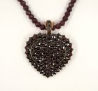 Bohemian garnet heart clip-on necklace on garnet ball chain