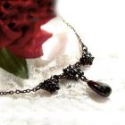 Original Bohemian garnet necklace with dangling garnet briolette