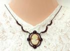 Original Bohemian garnet necklace with shell cameo