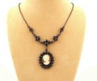 Original Bohemian garnet necklace with shell cameo