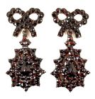 Exquisite Bohemian garnet bow & drop earrings