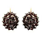 Oval original Bohemian garnet earrings/boutons w/14ct gold wires