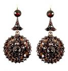 Impressive large round Bohemian garnet earrings w/14ct gold wires