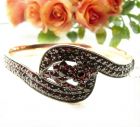 Squiggly original Bohemian garnet bracelet/bangle in Art Nouveau style
