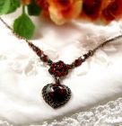 Garnet heart necklace in Victorian style