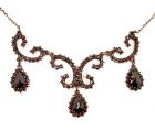 Original Bohemian three garnet drops necklace /L