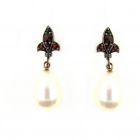Bohemian garnet earrings with freshwater pearls w/14ctgold studs
