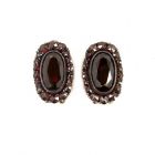 Oval bohemian garnet earclips