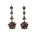 Long Bohemian garnet flower earrings w/14ctgold wires