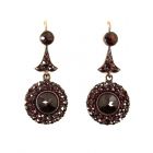 Bohemian garnet earrings with big round center stone //L