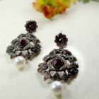Austro Hungarian garnet earrings w/14ct gold wires and freshwater pearls