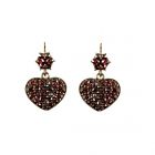 Bohemian garnet heart earrings w/14ctgold wire