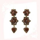 Vintage garnet stars&hearts earrings w/14ct gold wires Victorian style