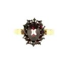 #Cute oval Bohemian garnet ring with 14ct yellowgoldplating