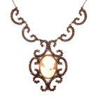Bohemian garnet shell cameo necklace