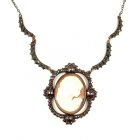 Bohemian garnet shell cameo necklace