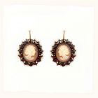 Bohemian garnet earrings/boutons with shell cameo    ГРАНАТ 081WPK