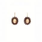 Bohemian garnet earrings with shell cameo