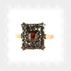 Bohemian rectangular garnet ring in Art Deco style    ГРАНАТ 381EPK