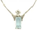 Markasit Collier Art Deco imit.Aquamarin