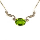 Collier mit imit. oval Peridot + Markasit