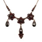 Collier 3 Rosetten mit Briolettes und TropfenGranat