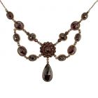 gr. Collier mit ovalen Granaten + runde Blume in der Mitte + gr.TropfenGranat