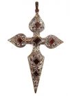 Big Garnet Cross incl. facetted garnet ball chain