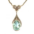 Collier mit  oval imit. Aquamarin + Markasit
