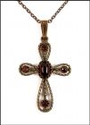 Old genuine filligree garnet cross pendant