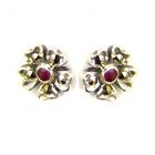 Ohrstecker Blume mit echt Rubin