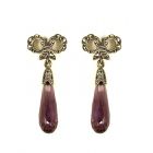 Ohrringe mit imit. Amethyst Briolette + Markasit