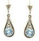 Markasit Ohrringe echt Blautopas(beh)