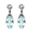 Ohrhänger mit imit. ovalem Aquamarin + Markasit
