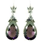 Ohrringe mit  imit. Tropfen Amethyst  + Markasit