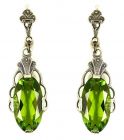 Ohrringe mit imit. oval Peridot + Markasit