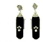 Ohrringe mit Onyx + Markasit + Perlchen im Art-Deco-Stil