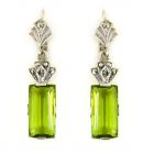 Ohrringe mit imit. Octagon Peridot + Markasit