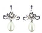 Art Nouveaus Stil Ohrringe mit Perlen + Markasit
