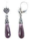 Ohrringe mit imit. Amethyst Briolette + Markasit