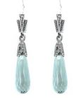 Ohrringe mit imit. Aquamarin Briolette + Markasit