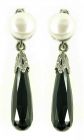 Ohrringe mit Onyx Briolette + Perle + Markasit