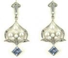 Ohrringe sy.Aquamarin + Perlen + Markasit