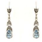 Markasit Ohrringe echt Blautopas(beh)